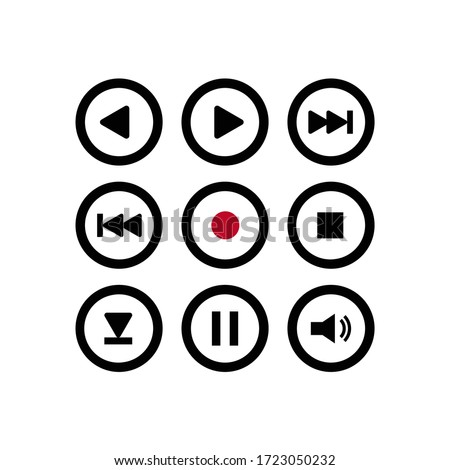 Media Icons. Musical Buttons. Black icons.