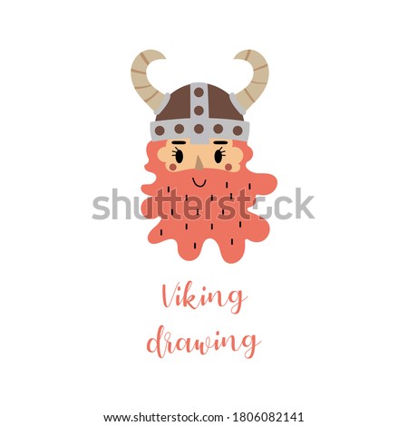 Vector drawing. Funny image of a Viking. Decorative image for children. White background.