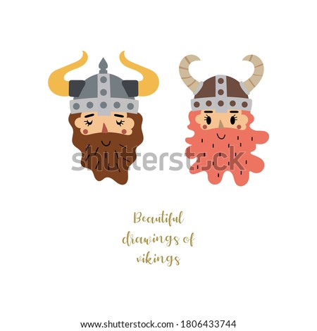 Vector drawing. Funny image of a Viking. Decorative image for children. White background.