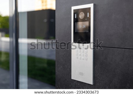 Similar – Image, Stock Photo House wall with bell, intercom and climbing plant