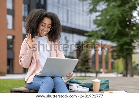 Similar – Image, Stock Photo Woman sitting near waving sea