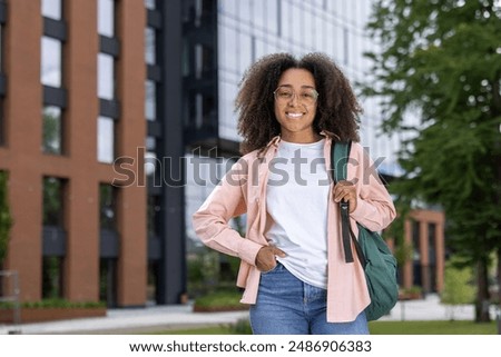 Similar – Image, Stock Photo Portrait of young girl hipster beautiful blonde teenager smiling and posing in marine port at windy summer day.