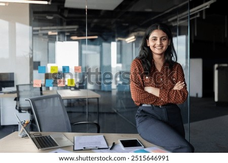 Similar – Image, Stock Photo Young woman standing in autumn field