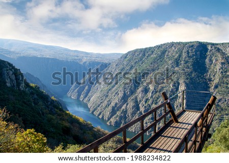 Similar – Image, Stock Photo View of the Sil Canions from the river