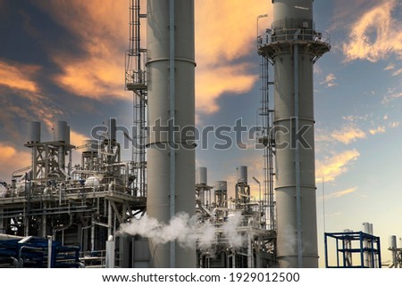 Similar – Industrial smoke stacks and beautiful cloudy sky