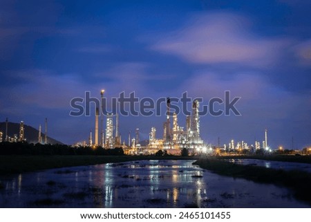 Similar – Image, Stock Photo Gas turbine electrical power plant. Energy for support factory. Natural gas tank. Chimney tower of gas power plant. Power plant using natural gas for fuel. Green energy. Power station against gray sky