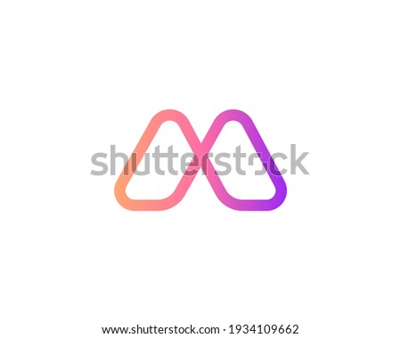 Abstract letter M modern logotype icon design concept. Creative minimalist gradient one line logo template isolated on white background. Vector illustration.