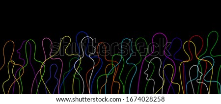 many people, crowd concepton the black background,  vector