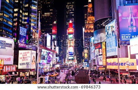 New York City - Jan 6: Times Square, Featured With Broadway Theaters ...