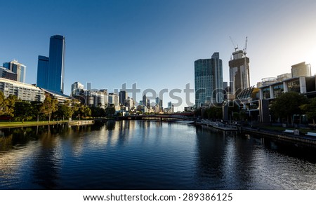 Melbourne skyline taken from Yarra river, Victoria, Australia