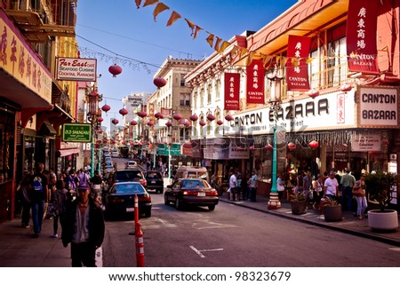 SAN FRANCISCO - JULY 22:  Daytime at Chinatown on July 22, 2011 in San Francisco, USA. San Francisco\'s Chinatown is one of North America\'s largest Chinatowns. It is also the oldest Chinatown in the US