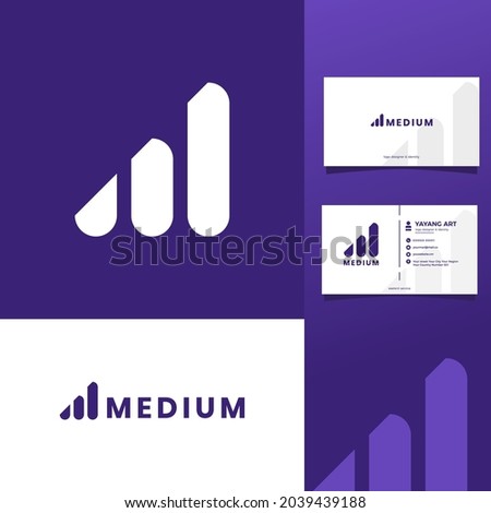 Finance Logo Letter M Identity. Chart Logo Simple and Flat Minimalist Monogram logo identity Abstract. Invesment Premium logo vector for Business and Brand Identity. Free Business card