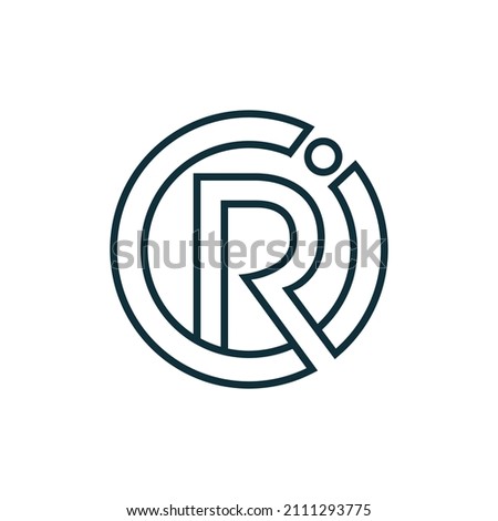 Letter RI Logo Line Monogram. Abstract Letter RCI Logo Vector Design. Simple Sircle Line Logo Identity	