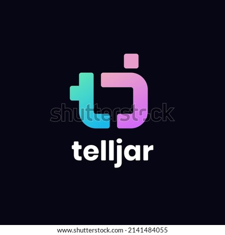 Letter TJ logo vector. T and J letters connect geometric logo design with dot and square connected as network logo vector