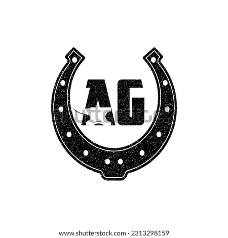 Creative Letter A G for Farrier Service with. A G, Anvil, horseshoe. Good for logos, farrier services promo materials or banners