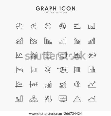 36 graph and diagram line icons