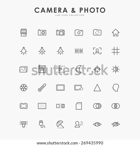 6x6 camera and photo line icons