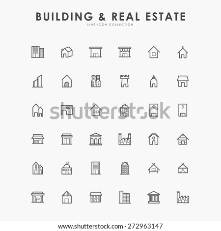 36 building and real estate line icons