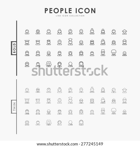 people bold and thin line icons