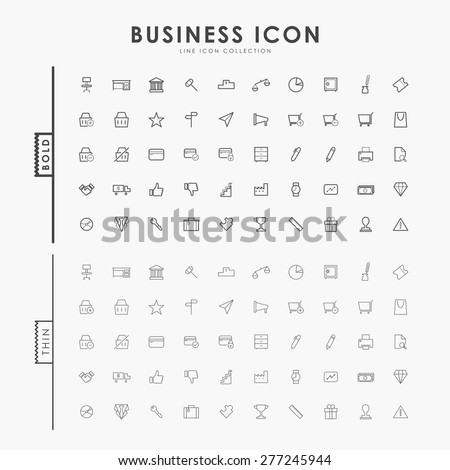 business bold and thin minimal line icons