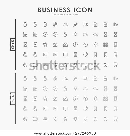 business bold and thin outline icons