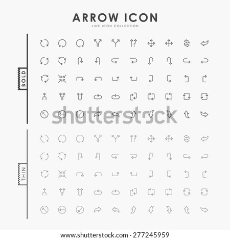 arrow bold and thin outline icons