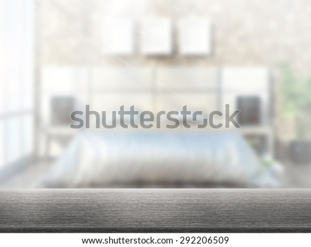 3D Rendering  Table Top And Blur Interior of Background