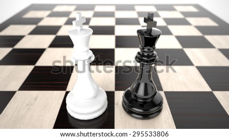 White and Black Kings against a background of empty desk