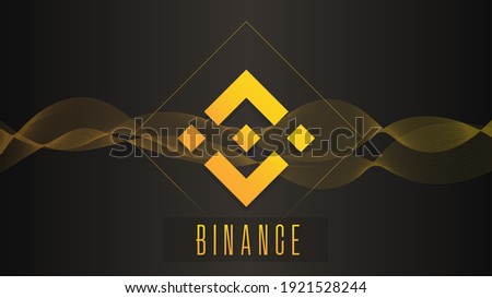 Binance cryptocurrency colorful gradient logo on dark background with thin line wave.