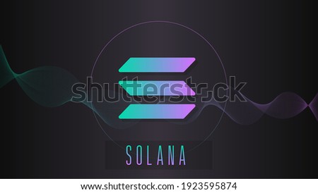 Solana cryptocurrency colorful gradient logo on dark background with thin line wave.