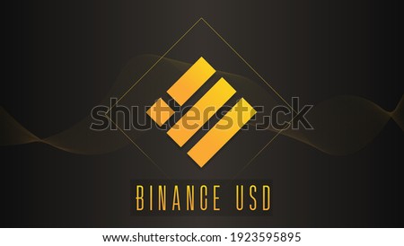 Binance USD cryptocurrency colorful gradient logo on dark background with thin line wave.