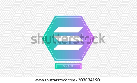 Solana cryptocurrency logo isolated on gradient pattern background.