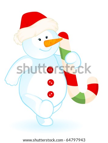 Vector Cartoon Little Cute Snowman - 64797943 : Shutterstock