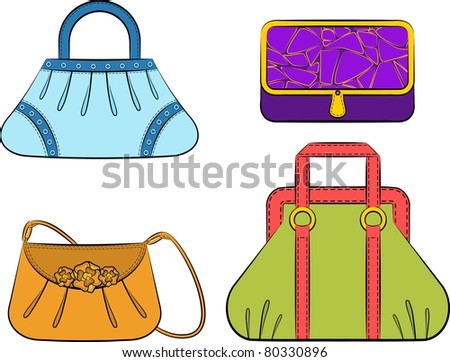 Cartoon Woman'S Bag. Vector Set - 80330896 : Shutterstock