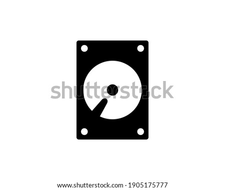 HDD icon. Simple flat logo of hard drive disk isolated on white background. Vector illustration