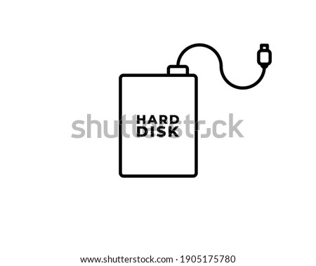 HDD icon. Simple flat logo of hard drive disk isolated on white background. Vector illustration