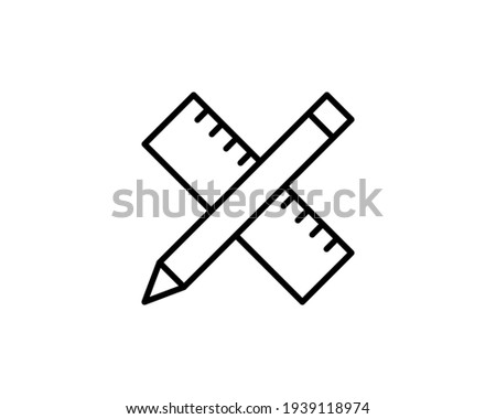 Pencil and ruler icon in trendy outline style design. Vector graphic illustration. Pencil and ruler icon for website design, app, logo, and ui. Vector file. EPS 10