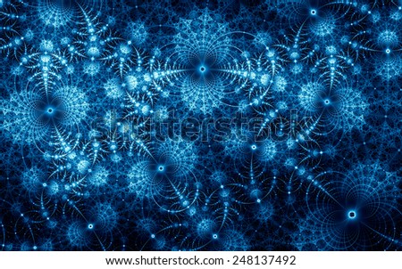 abstract fractal with blue frost-like decorative pattern