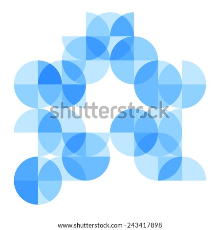 abstract geometrical background with bright blue circle segments and sectors. vector illustration