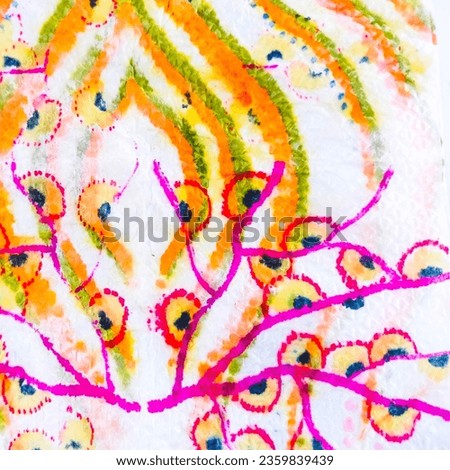Pink Blue Yellow Abstract background. Bright tie dye pattern. Ethnic drawing Dirty art background Creative marker drawing. Wavy grunge strokes Lavender Watercolor painting. Ink splash. Сток-фото © 