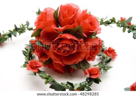 Rose shrub and bunch of roses
