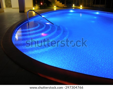 Pool 1. Oval pool with night illumination.
