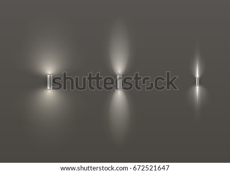 Set of different modern lamps with transparent shoulders and shadows. Vector graphics