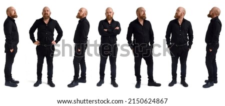 Similar – Image, Stock Photo Bald cool man in pedestrian bridge portrait
