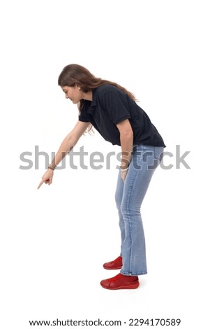 Similar – Image, Stock Photo Crouched woman looking at camera