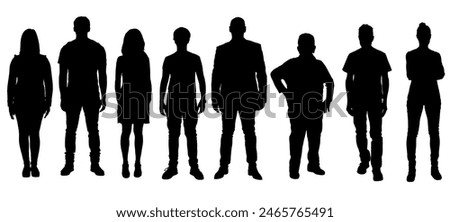 Similar – Image, Stock Photo Human silhouettes in front of a geometric facade reflected in a glass pane | Order in chaos