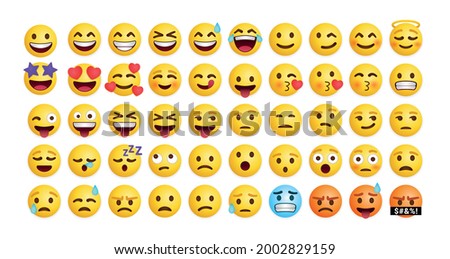 Collection of cute emoticons reaction for social media