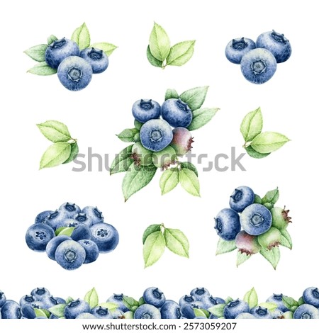 Similar – Image, Stock Photo Fresh organic blueberries in garden