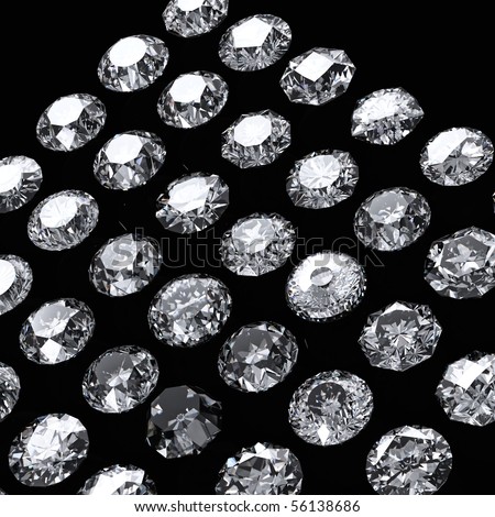 Round brilliant cut diamond perspective on black background