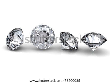 Collection of round diamond  isolated on white background